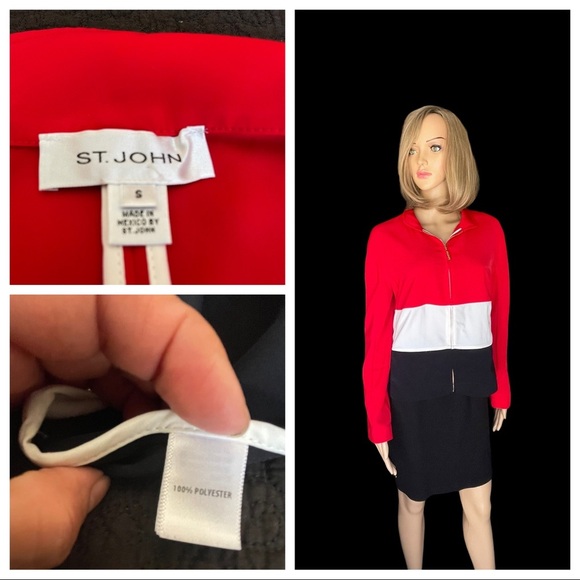 St. John red/black ivory jacket size S - Picture 1 of 15
